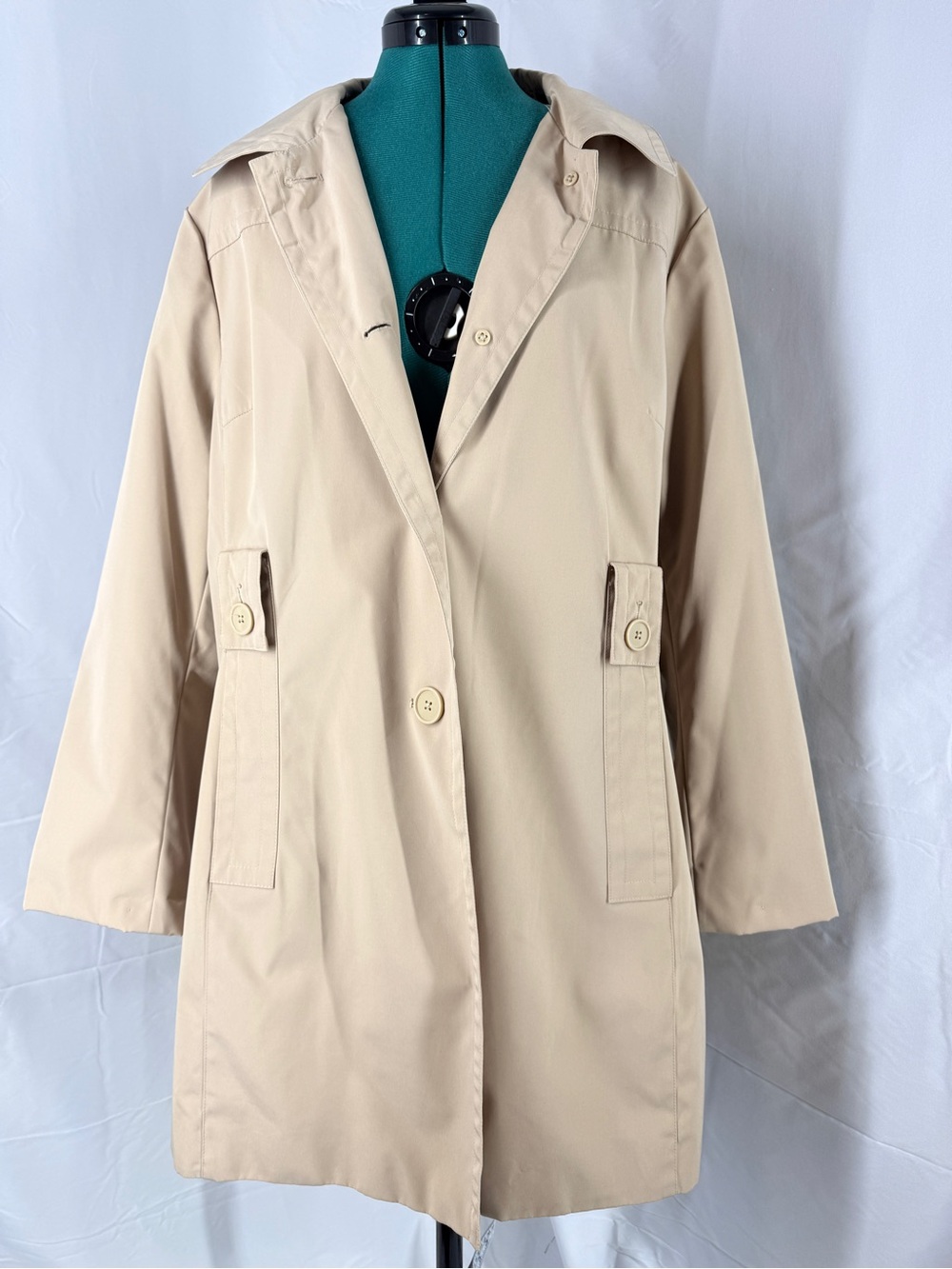 London Fog Light Beige Two-Button Trench Coat